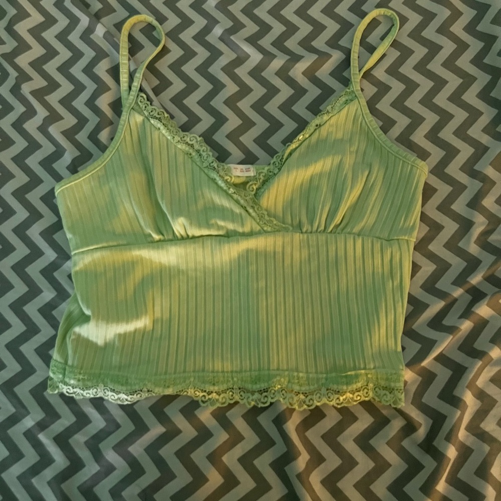 Neon Green Cropped Tank Top